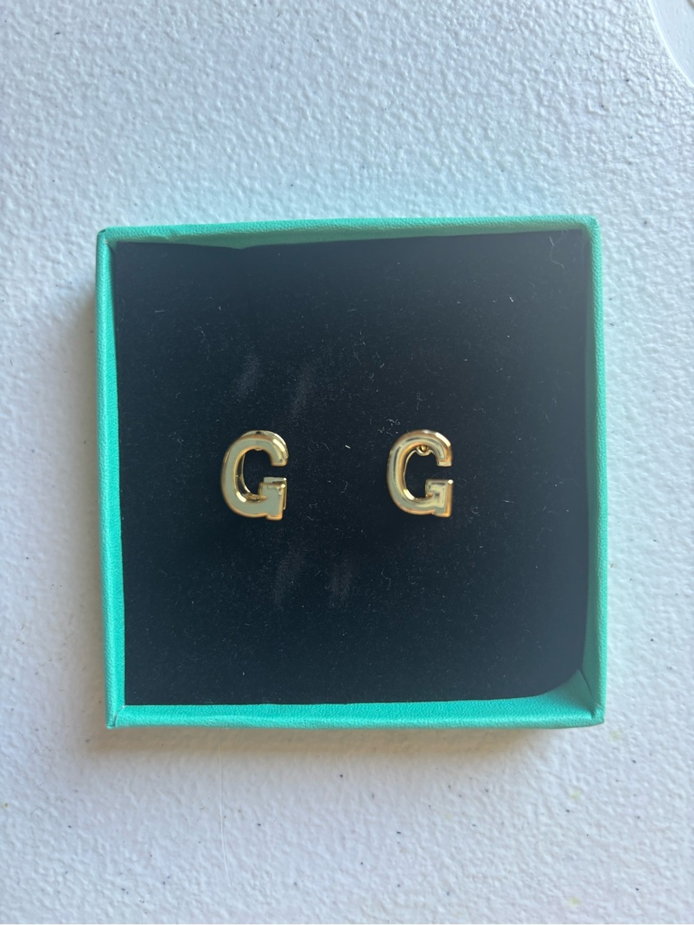 NWT Bestelly ‘G’ Initial Earrings (Pierced) with Hinge Clasp.